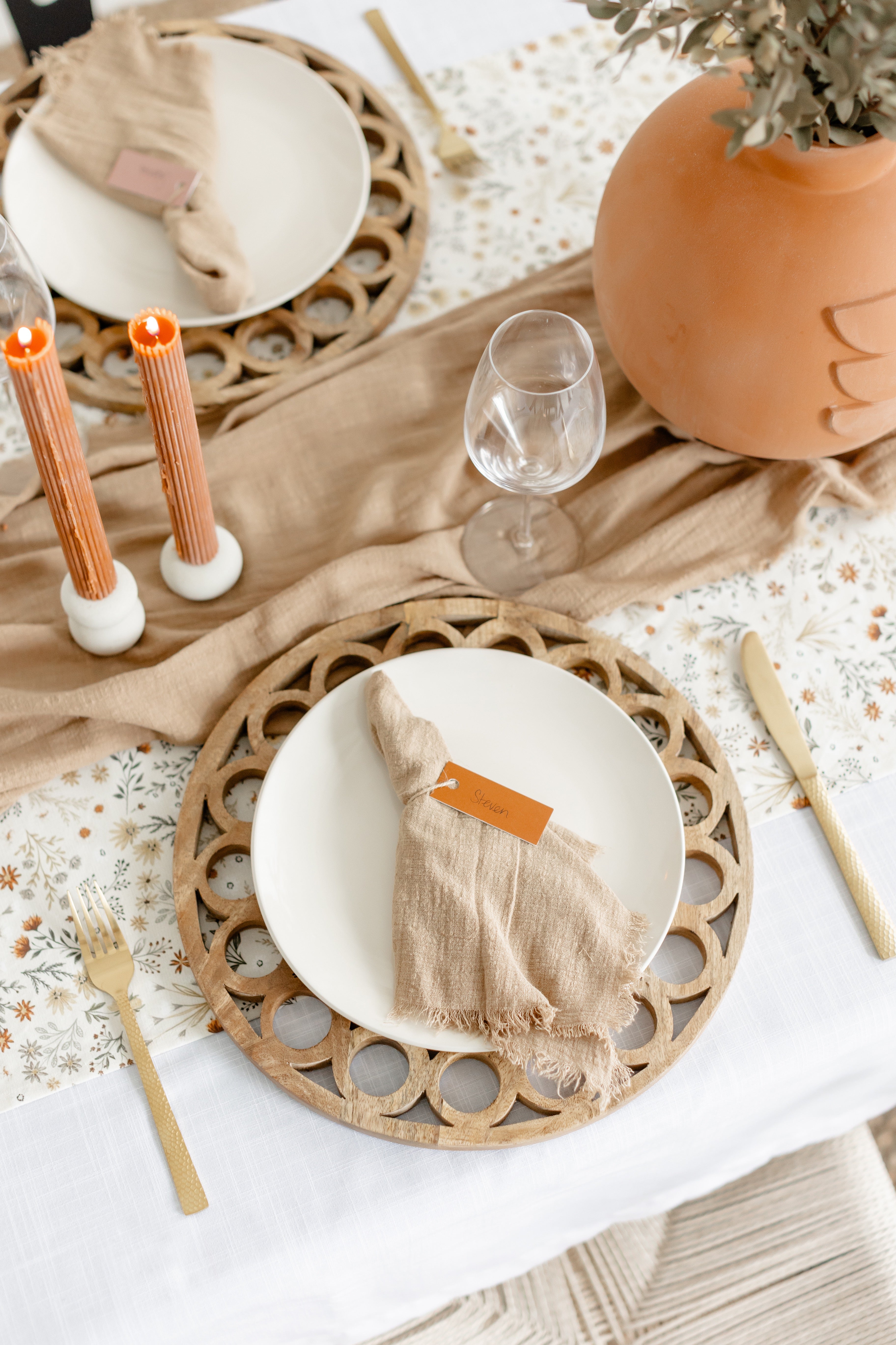 harvest printable place card template on white and natural table scape