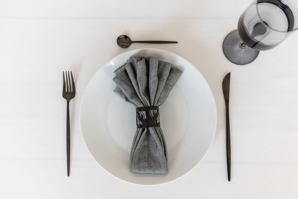 Boma Kitchen Towel - Black + Stone Gray — Lotus Bleu Design