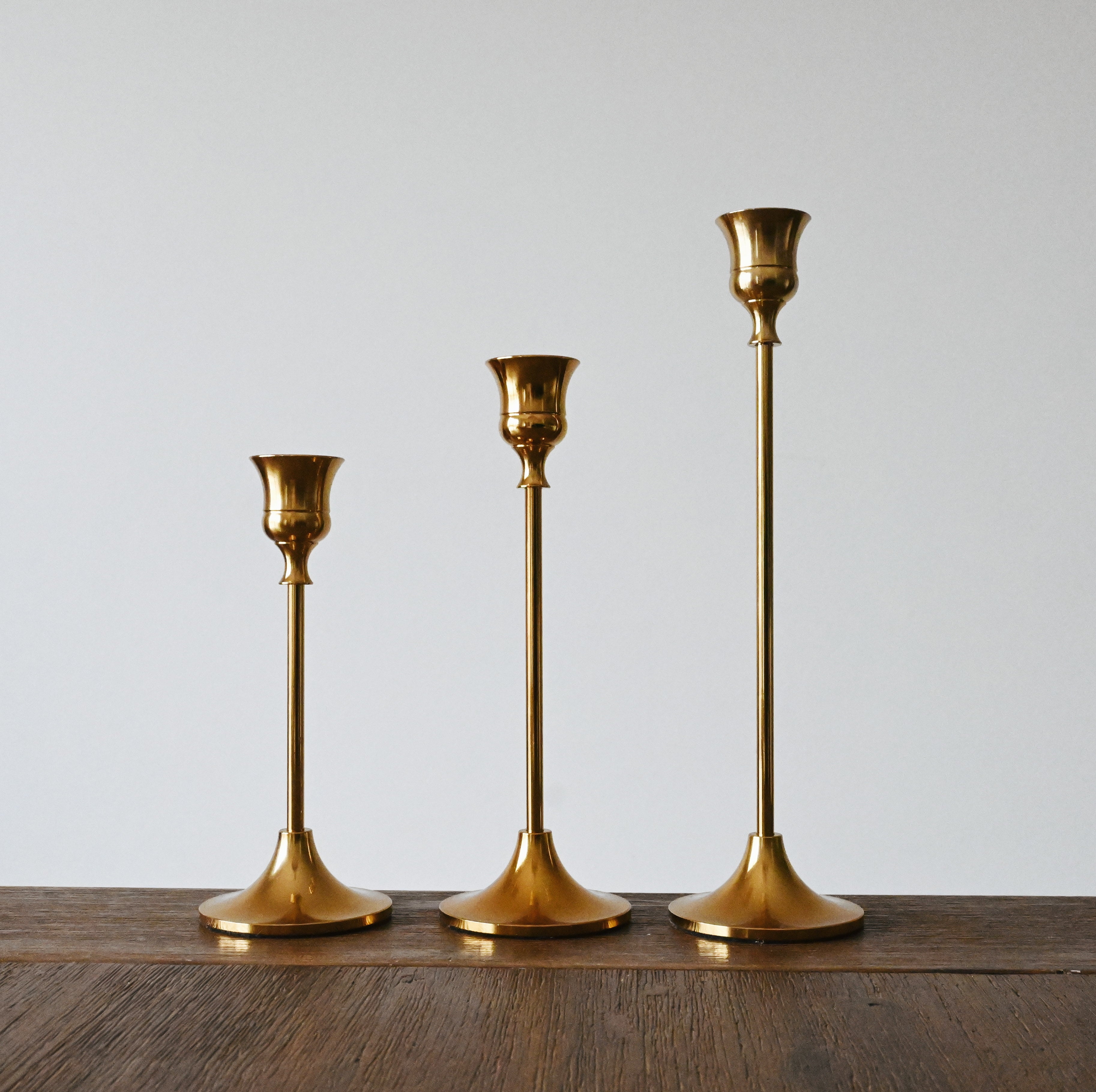 Classica 3-Piece Gold-Plated Candle Holder Set - Thumbnail 2