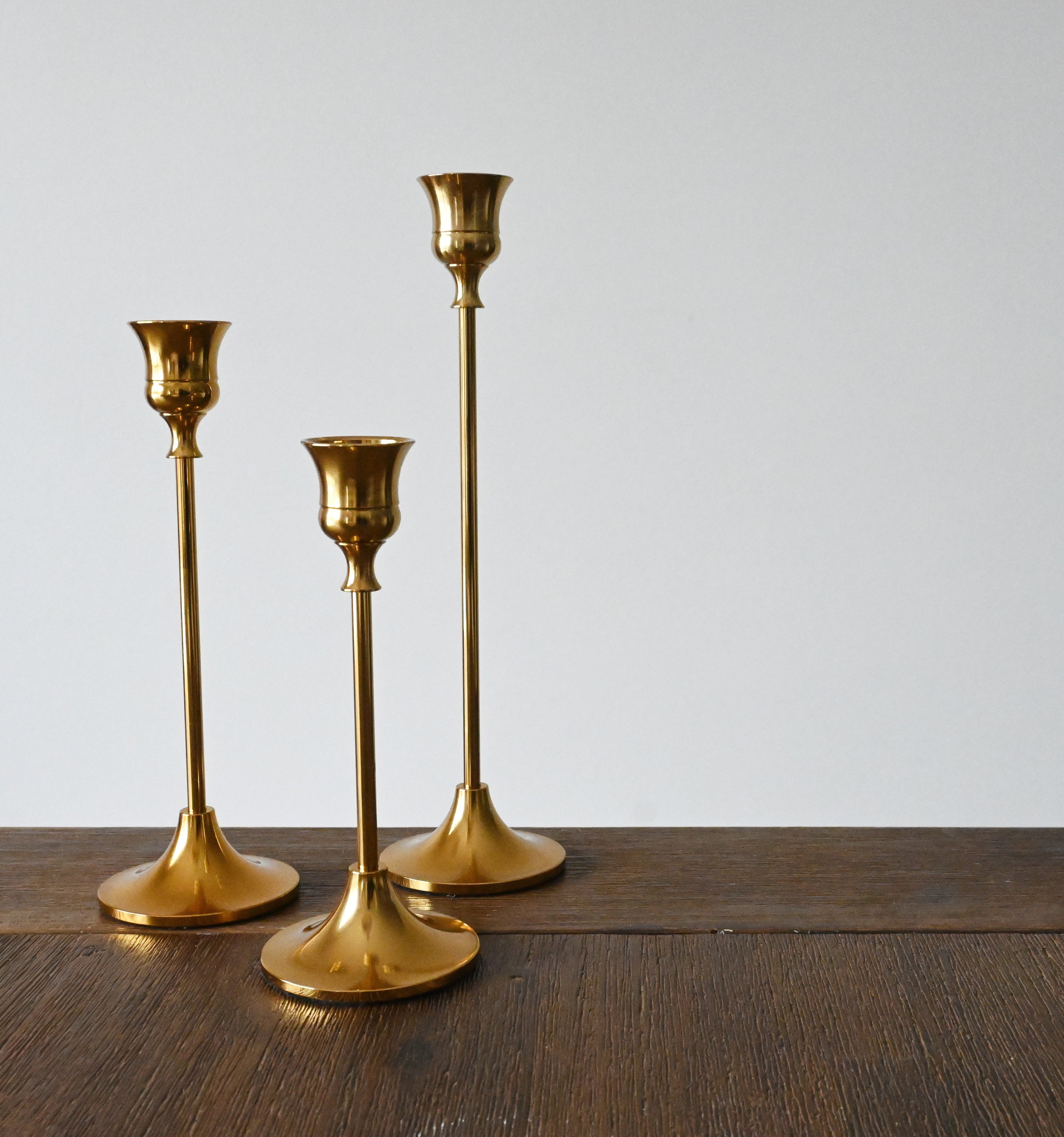 Classica 3-Piece Gold-Plated Candle Holder Set - Thumbnail 3