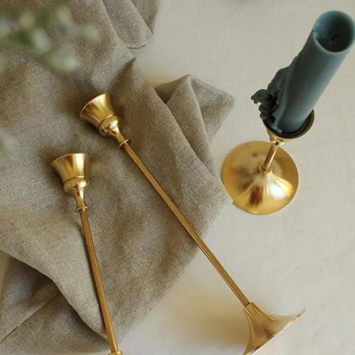 Classica 3-Piece Gold-Plated Candle Holder Set - Thumbnail 4