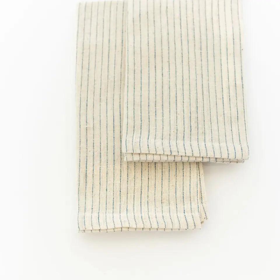 cut off image of two pinstriped napkins from costal set
