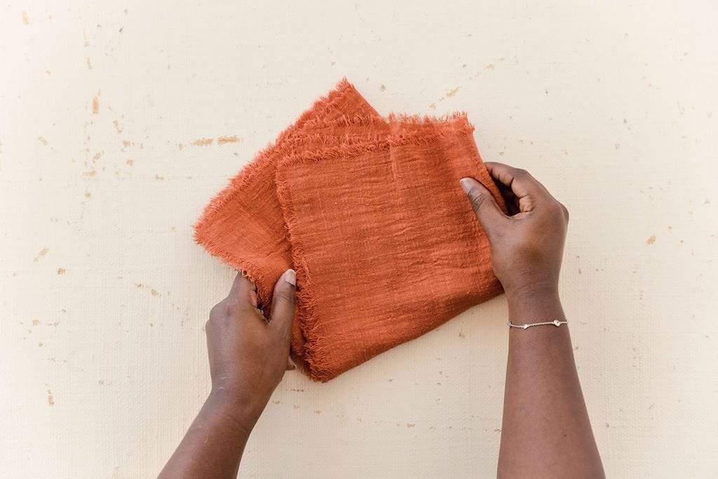 2 Person / Burnt Orange Maison Linen Set For home table settings and home decor