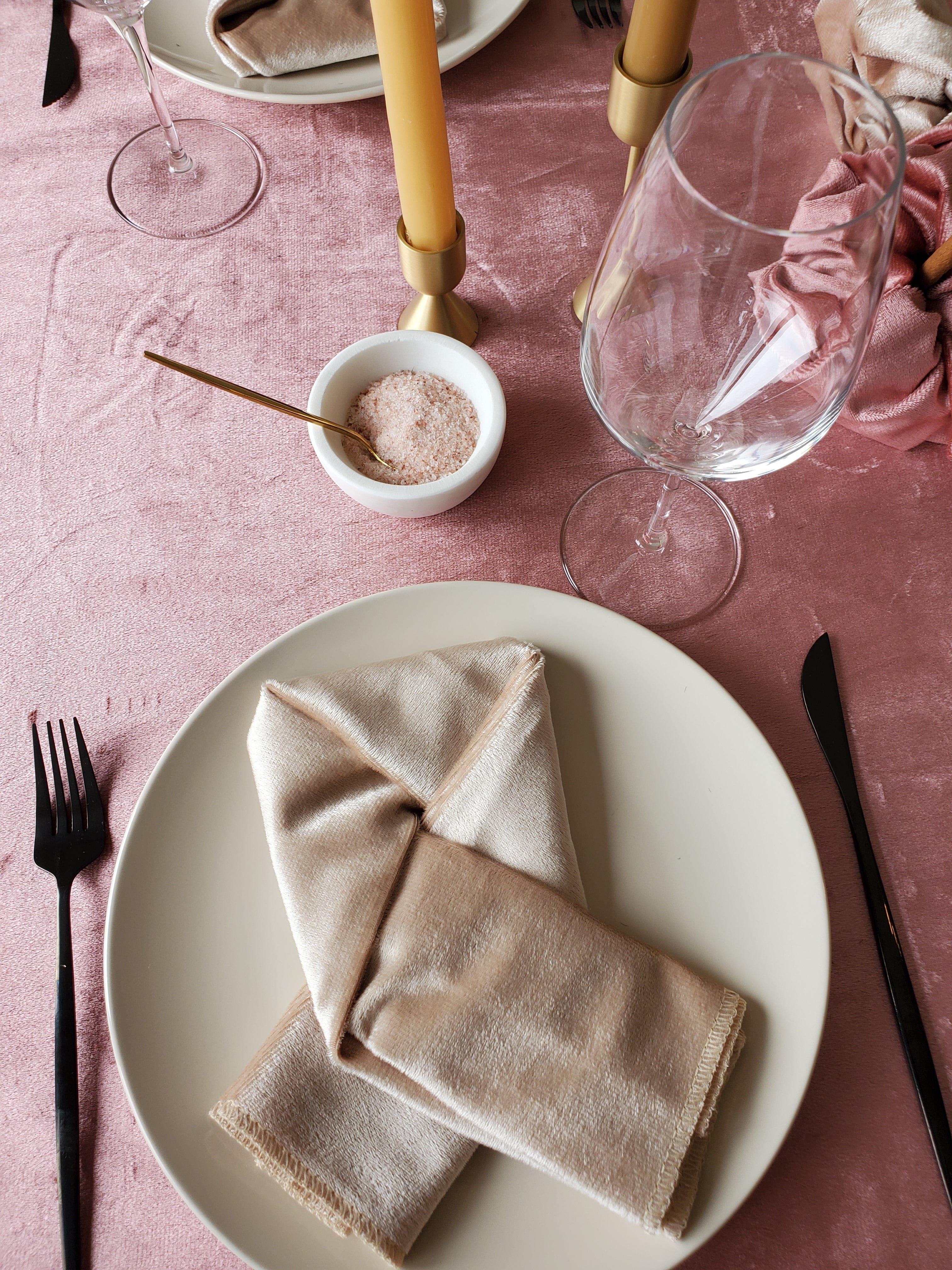 Fawn / Set of 4 PREORDER: Velvet Tablecloths For home table settings and home decor or dinner party