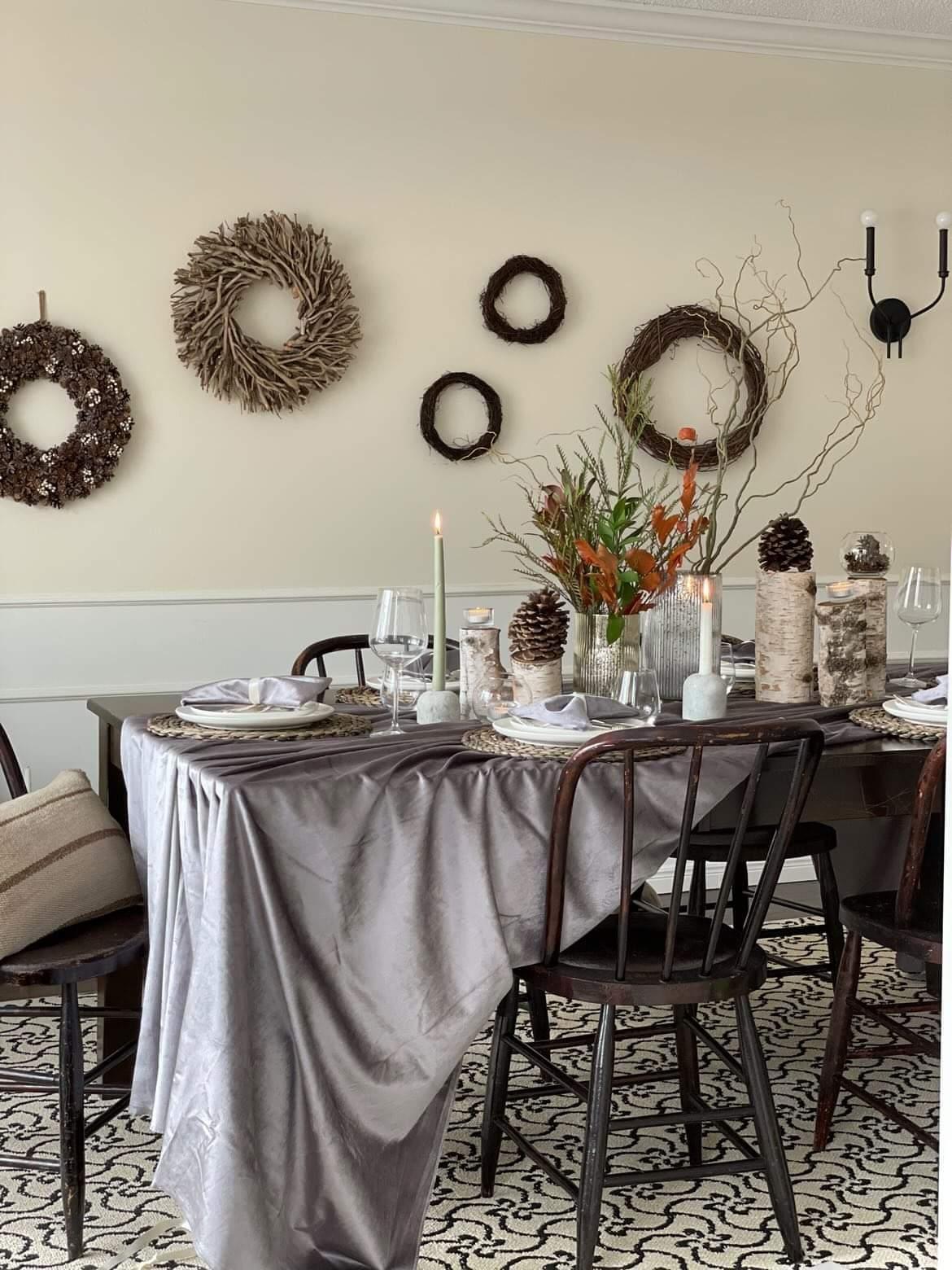 Slate PREORDER: Velvet Tablecloths For home table settings and home decor or dinner party