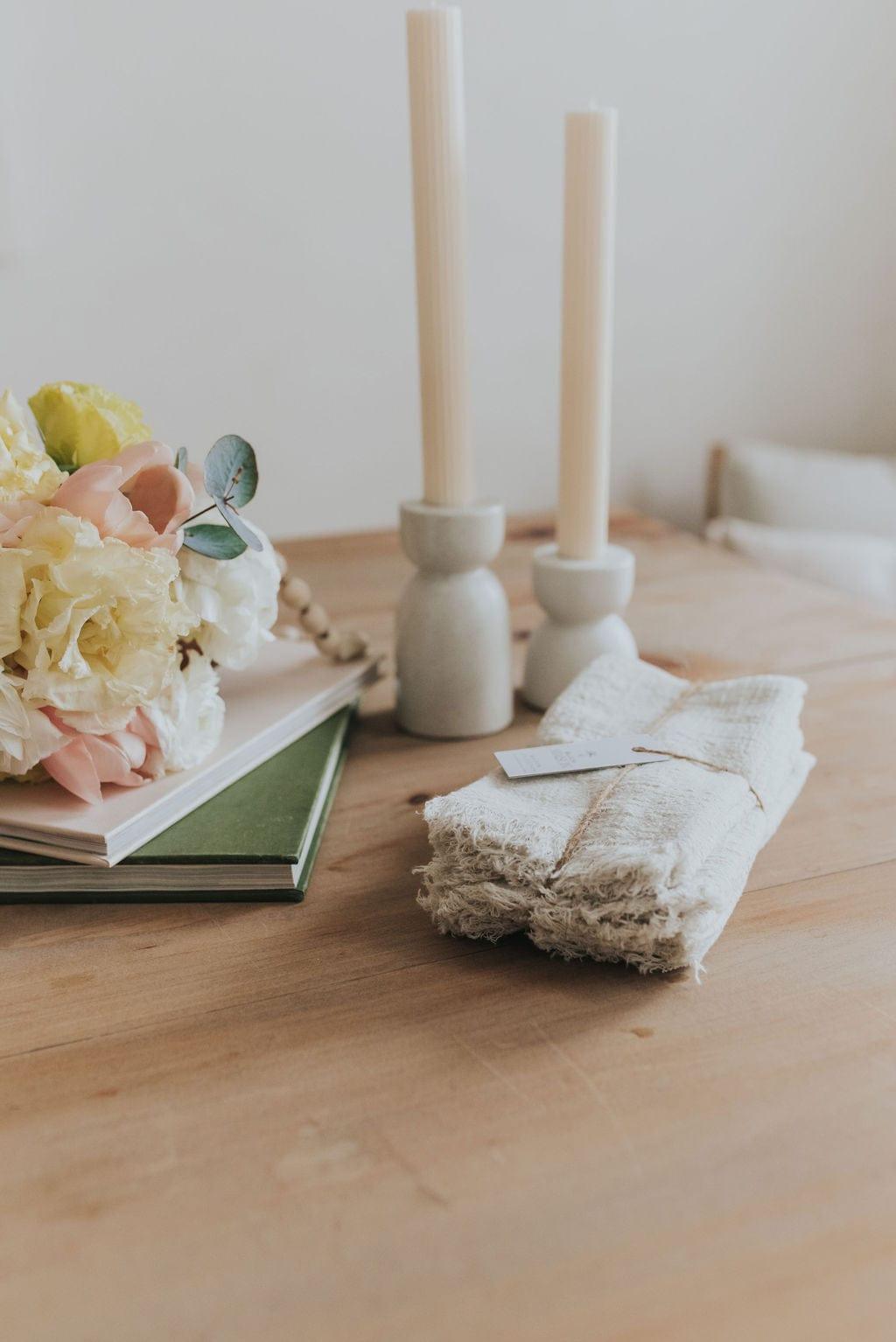 Speckled Ceramic Holder + Roma Candle Set For home table settings and home decor or dinner party